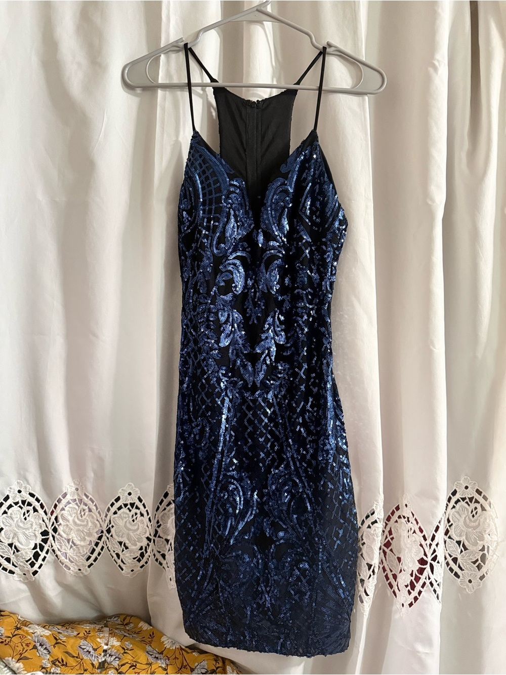 Windsor Navy Sequin Embellished Mini Dress